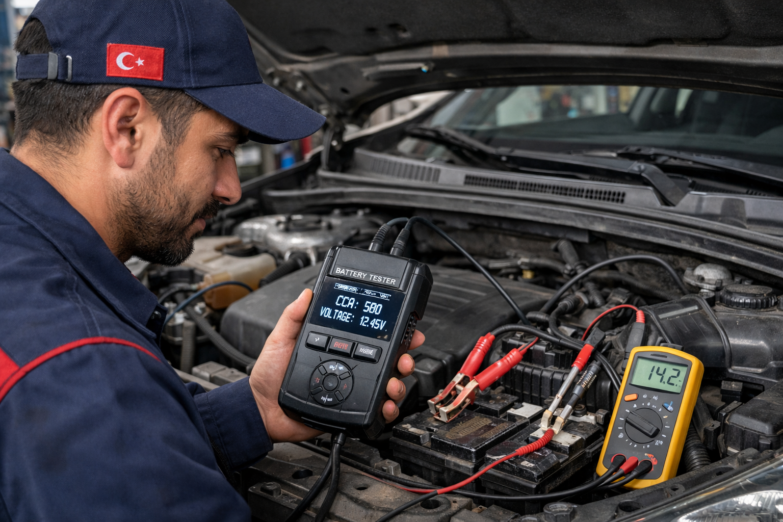 Arac aku testi ve elektrik tesisat kontrolu
